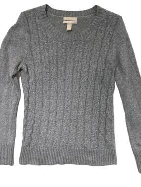 Banana Republic Women's Gray Cable Knit Wool Blend & Metallic Fiber Sweater - M